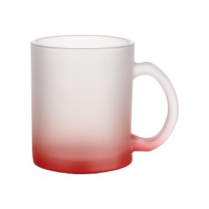 Taza de vidrio frosted degrade sublimable rojo 11oz