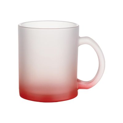 Taza de vidrio frosted degrade sublimable rojo 11oz
