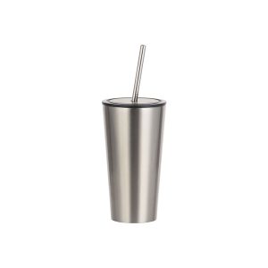 Vaso de acero inoxidable sublimable con tapa y carrizo, 16oz