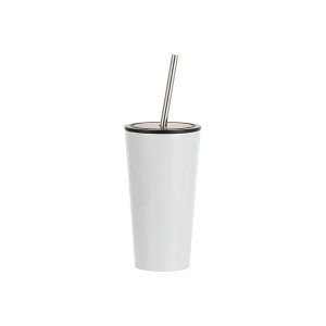Vaso de acero inoxidable sublimable con tapa y carrizo, 16oz