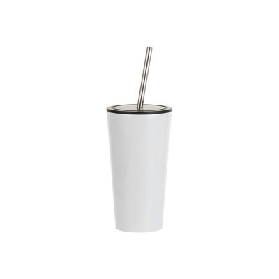 Vaso de acero inoxidable sublimable con tapa y carrizo, 16oz