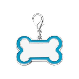 Placa para perros sublimable - Huesito con borde celeste
