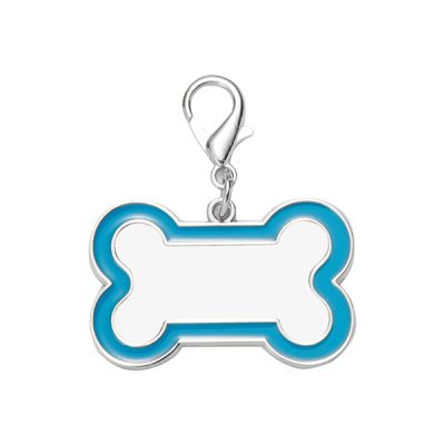 Placa para perros sublimable - Huesito con borde celeste