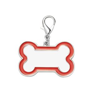 Placa para perros sublimable - Huesito con borde rojo