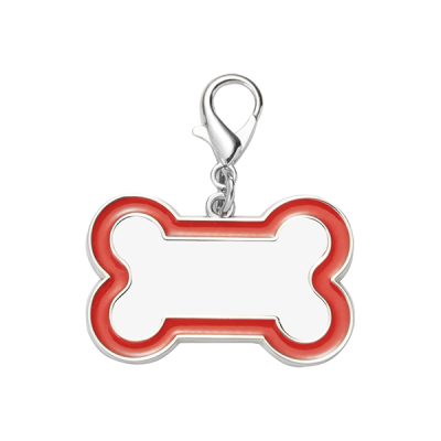 Placa para perros sublimable - Huesito con borde rojo